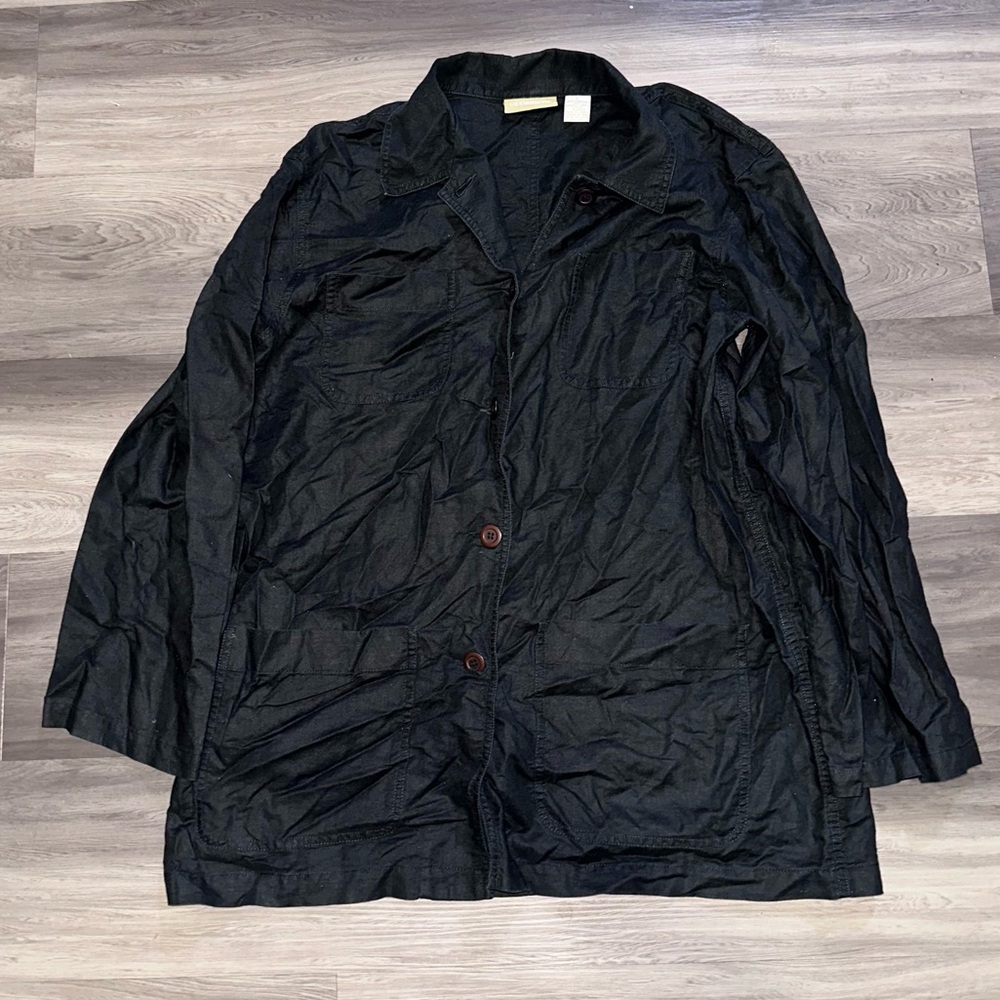 Liz Claiborne Women's Black Long Sleeve Button Down Shirt in Size LARGE